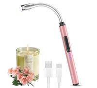 Briquet à Arc électrique, Coupe-Vent, sans Flamme, USB, Rechargeable, avec Serrure de sécurité, pour la Cuisine, Feux d'artifice, Camping Barbecue, Moderne(Or Rose)