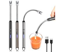 Briquet à arc électrique, lot de 3 briquets à plasma rechargeables par USB avec verrou de sécurité, briquet long à manche rigide pour cheminée, bougies, barbecue, cuisinière, cuisine, camping