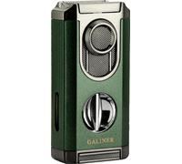 Briquet à cigares, rechargeable au butane, flamme bleue, 3 jets, vert