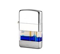 Briquet à Combustion Rechargeable, Briquet à kérosène Classique, réservoir de Carburant Transparent Visible, Corps métallique Coupe-Vent, adapté for Collectionner Le Camping, Les Bougies, Les Cadeaux