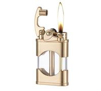 Briquet à culbuteur en métal à flamme douce 2024, briquet rétro réutilisable, briquet au kérosène, adapté à une utilisation intérieure et extérieure, etc. (carburant non inclus)(Gold)