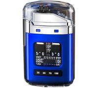 Briquet à double arc électrique rechargeable avec affichage LED, briquet électrique, briquet plasma coupe-vent, transparent, étanche, pour extérieur, camping, randonnée, fête (bleu)