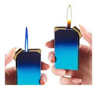 Briquet à Double Flamme Lliang, Briquet à Jet De Torche Commutable Et Briquet à Flamme Douce, Briquet Au Butane Rechargeable Au Gaz, Briquets Torche Cool, Briquet TempêTe -Vent pour Homme -Bleu