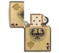 Zippo – Briquet de poche Ace of Skulls Design 540 – Laiton patiné – Or