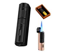 Briquet à Flamme Bleue Puissant à Trois Coups Coupe-Vent, Briquet à Faisceau de lumière Visible Multifonctionnel, Briquet à Flamme réglable au Chalumeau Butane, Cadeau Haut de Gamme (Color : C)