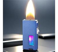 Briquet à flamme douce extra large, flamme nue à sept trous, briquet à gaz butane, secouer for allumer, avec fenêtre de visualisation, briquet à flamme douce large et plat réglable(A)