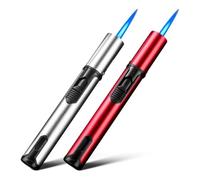 Briquet à Flamme Jet, Lot de 2 Briquets Anti-Vent de 15,2 cm, Blue Flame | Gaz Rechargeable Briquet Coupe - Vent Pour Cuisine Camping Bougie Barbecue Cheminée (vendu Sans Gaz Butane)