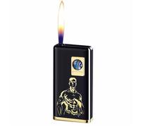 Briquet à gaz Cat's Eye 2025, Coque en Alliage d'aluminium Pratique, Briquet Silencieux à Flamme Nue, Appuyez for Allumer Facilement, Peut être rempli de Carburant (Butane Non Inclus)(Black)