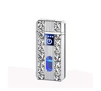 Briquet à induction intelligent, briquet en métal de haute qualité, briquet à flamme douce au kérosène 2024, avec allume-vitre visuel, adapté aux bougies, au camping, etc. (carburant non inclus)(Silve