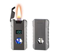 Briquet à kérosène à commande vocale, portable, rechargeable avec 4 méthodes d'allumage, design coupe-vent et réservoir de carburant visible, idéal pour le camping et l'intérieur