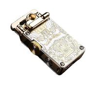 Briquet à kérosène à flamme douce réutilisable, briquet à kérosène à bascule rétro, coupe-vent classique en plein air, voyage, camping (carburant non inclus)(Bronze 2)