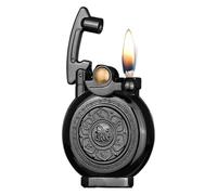 Briquet à kérosène Antique, Briquet Coupe-Vent réutilisable, Briquet à Bascule rétro, Briquet en métal de Collection, décoratif, Cadeau for Homme (Hors Carburant)(Black)