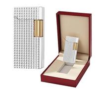 Briquet à kérosène, Briquet de tranchée Vintage en métal, Rouleau d'allumage Vertical latéral à clapet, Emballage dans Une boîte Cadeau (Carburant Non Inclus)(Color:Silver Plaid)