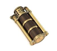 Briquet à kérosène en Laiton Antique, Briquet Vintage en Bois de Santal, Flamme Douce Coupe-Vent, allumage par meule, réutilisable, adapté à la décoration de Collection(Bronze2)