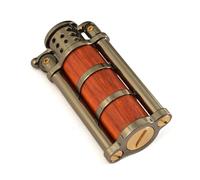 Briquet à kérosène en Laiton Antique, Briquet Vintage en Bois de Santal, Flamme Douce Coupe-Vent, allumage par meule, réutilisable, adapté à la décoration de Collection(Black1)