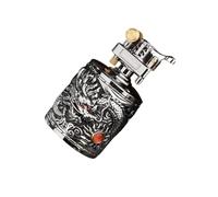Briquet à kérosène en métal, Briquet à kérosène réutilisable, Briquet à meule, Briquet Dragon en Relief, adapté for l'extérieur, Bougie, Collection (Carburant Non Inclus)(Silver)