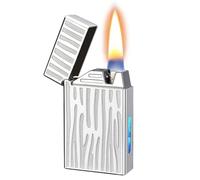 Briquet à kérosène intelligent à commande vocale, quatre modes d'allumage, avec réservoir de carburant transparent, briquet à flamme douce à commande vocale, briquet rétro élégant et cool, portable, a