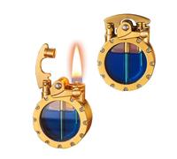 Briquet à kérosène rétro, allumage à bascule à un bouton, équipé d'un réservoir de carburant transparent, coupe-vent et réutilisable, flamme douce, un cadeau for les hommes et les maris(Gold)