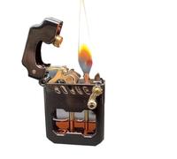 VIPAVA Briquet à Kérosène Transparent, Mecha à Culbuteur en Métal Vintage, Flamme Douce Coupe-Vent, Carburant Rechargeable, pour Intérieur et Extérieur (Black)