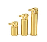 Briquet à kérosène vintage, briquet de tranchée, 3 tailles de cuivre pur flamme douce poulie allumage rechargeable kérosène, for bougies d'extérieur camping(Gold4)