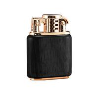 Briquet à kérosène Vintage en Laiton avec Bras élévateur, Briquet Antique en Bois de Santal, Rechargeable en Carburant, adapté à la Collection/Cadeau (kérosène Non Inclus)(Black)