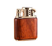 Briquet à kérosène Vintage en Laiton avec Bras élévateur, Briquet Antique en Bois de Santal, Rechargeable en Carburant, adapté à la Collection/Cadeau (kérosène Non Inclus)(Red)