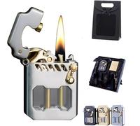 Briquet à kérosène vintage en métal, style tranchée coupe-vent avec fenêtre de visualisation du carburant, bras à bascule et engrenage d'allumage pour une utilisation en extérieur