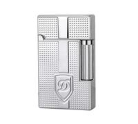 Briquet à kérosène vintage (vendu sans kérosène), briquet classique à flamme douce, design rétro, cadeau (argenté)