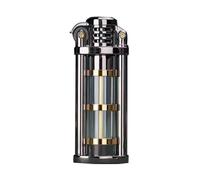 Briquet à pétrole Antique Petit et Portable, réservoir de Carburant Transparent d'allumage de meule, Exquis et Simple, très approprié for Offrir en Cadeau et Collectionner (Or)(Black)