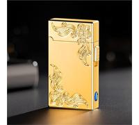 Briquet à pétrole intelligent à flamme douce, corps en métal gaufré, plusieurs méthodes d'allumage, fenêtre de gaz transparente à LED, réutilisable, chargement USB.(E)