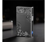 Briquet à pétrole intelligent à flamme douce, corps en métal gaufré, plusieurs méthodes d'allumage, fenêtre de gaz transparente à LED, réutilisable, chargement USB.(D)