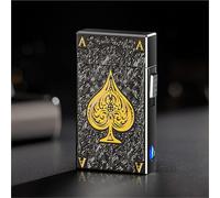 Briquet à pétrole intelligent à flamme douce, corps en métal gaufré, plusieurs méthodes d'allumage, fenêtre de gaz transparente à LED, réutilisable, chargement USB.(A)