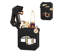 Briquet à pétrole mécanique en métal de style rétro, allumage par un seul bouton, réservoir de carburant transparent, réutilisable, idéal for les collections et les cadeaux.(D)