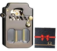 Briquet à pétrole vintage en métal - Briquet tempête - Briquet à pétrole transparent avec réservoir de carburant transparent - Convient pour l'extérieur, les voyages, le camping - Cadeau pour homme
