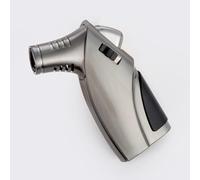 Briquet à triple buse avec trou de perforation et verrouillage de sécurité, briquet coupe-vent, briquet au butane rechargeable, briquet torche à jet, briquet for homme, cadeau - (butane non inclus) (