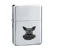 Briquet A33 en forme de cochon en étain anglais fin sur un briquet argenté chromé résistant au vent rechargeable à l'essence