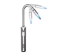 Briquet Allume Gaz Rechargeable Long Coupe-Vent Avec Cou Flexible - Allume Feu, Bougie, Charbon Pour Cheminée, Barbecue Extérieur (Sans Gaz), Gris