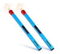 Briquet au butane en forme d'allumette, présente une conception à flamme nue, est rechargeable, a une fonction lumineuse et une fenêtre de carburant transparente(Pack de deux)(C)