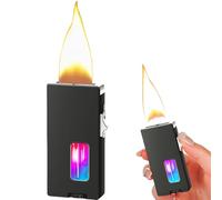 Briquet au butane extra large, détection de gravité, secouer pour allumer, taille de flamme réglable, chargement USB-C et briquet rechargeable avec verrouillage de sécurité (carburant non inclus