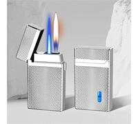 Briquet au butane intelligent, plusieurs méthodes d'allumage, mode double flamme, coupe-vent, réglable, adapté aux hommes, aux papas, à la collection des maris(C)