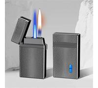 Briquet au butane intelligent, plusieurs méthodes d'allumage, mode double flamme, coupe-vent, réglable, adapté aux hommes, aux papas, à la collection des maris(A)