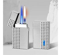 Briquet au butane intelligent, plusieurs méthodes d'allumage, mode double flamme, coupe-vent, réglable, adapté aux hommes, aux papas, à la collection des maris(F)