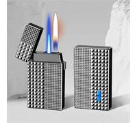 Briquet au butane intelligent, plusieurs méthodes d'allumage, mode double flamme, coupe-vent, réglable, adapté aux hommes, aux papas, à la collection des maris(D)