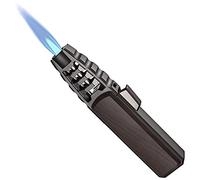 Briquet au butane rechargeable pour cuisine - Torche de cuisine coupe-vent - Flamme réglable - Chalumeau solaire avec verrouillage de sécurité pour barbecue, pâtisserie, crème brûlée (gaz butane non