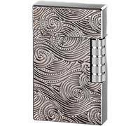 Briquet au kérosène avec roue latérale sculptée 3D - Flamme douce - Réutilisable pour bougies, feux d'artifice, camping - Design vintage avec rabat pour une utilisation facile