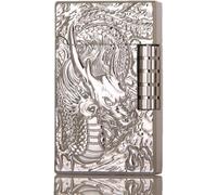Briquet Briquet rafraichissant, Dragon Side Matte Plus léger- briquets Butane Rechargeables, Plein air, Camping, Cadeaux pour Hommes (sans gaz Butane)(Argent)