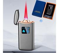 Briquet butane intelligent, 4 modes d'allumage, flamme rouge coupe-vent, fenêtre d'air visible, briquet butane rechargeable portable, convient for une utilisation en extérieur ou en intérieur(Black)