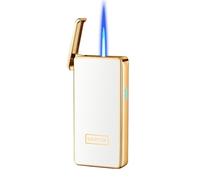 Briquet Butane Intelligent À Commande Vocale, Briquet Butane Coupe-vent, Fenêtre D'air Transparente Visible, Butane Rechargeable, Adapté Au Camping Et À La Randonnée(White)