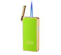 Briquet Butane Intelligent À Commande Vocale, Briquet Butane Coupe-vent, Fenêtre D'air Transparente Visible, Butane Rechargeable, Adapté Au Camping Et À La Randonnée(Green)