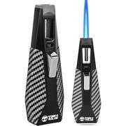 Briquet butane rechargeable avec verrouillage de sécurité, flamme réglable, brûleur de cuisinière de cuisine, design coupe-vent, cuisson gourmette, chalumeau de soudage (butane non inclus